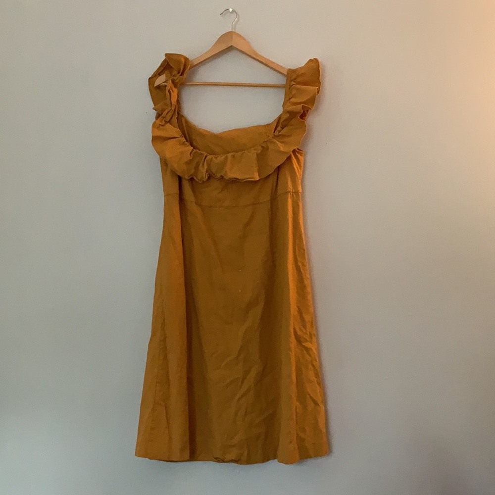 Eloquii Mustard Off The Shoulder Ruffle Dress - Picture 9 of 12